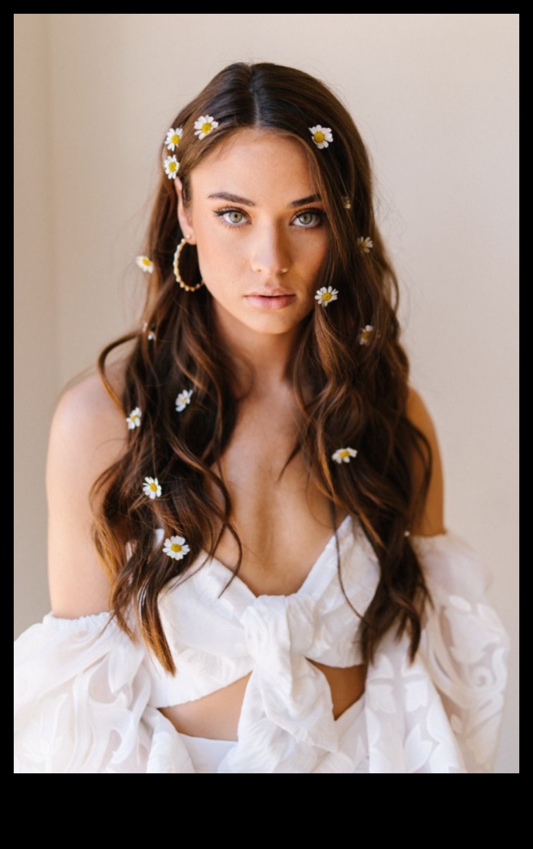 פרחים זורמים: שילוב יופי בוטני בשיער ארוך