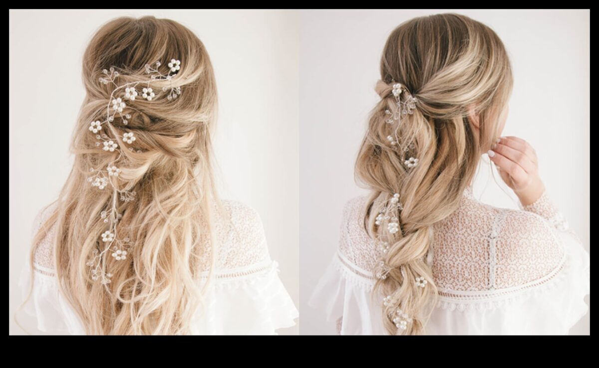 פרחים זורמים: שילוב יופי בוטני בשיער ארוך