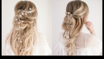 פרחים זורמים: שילוב יופי בוטני בשיער ארוך