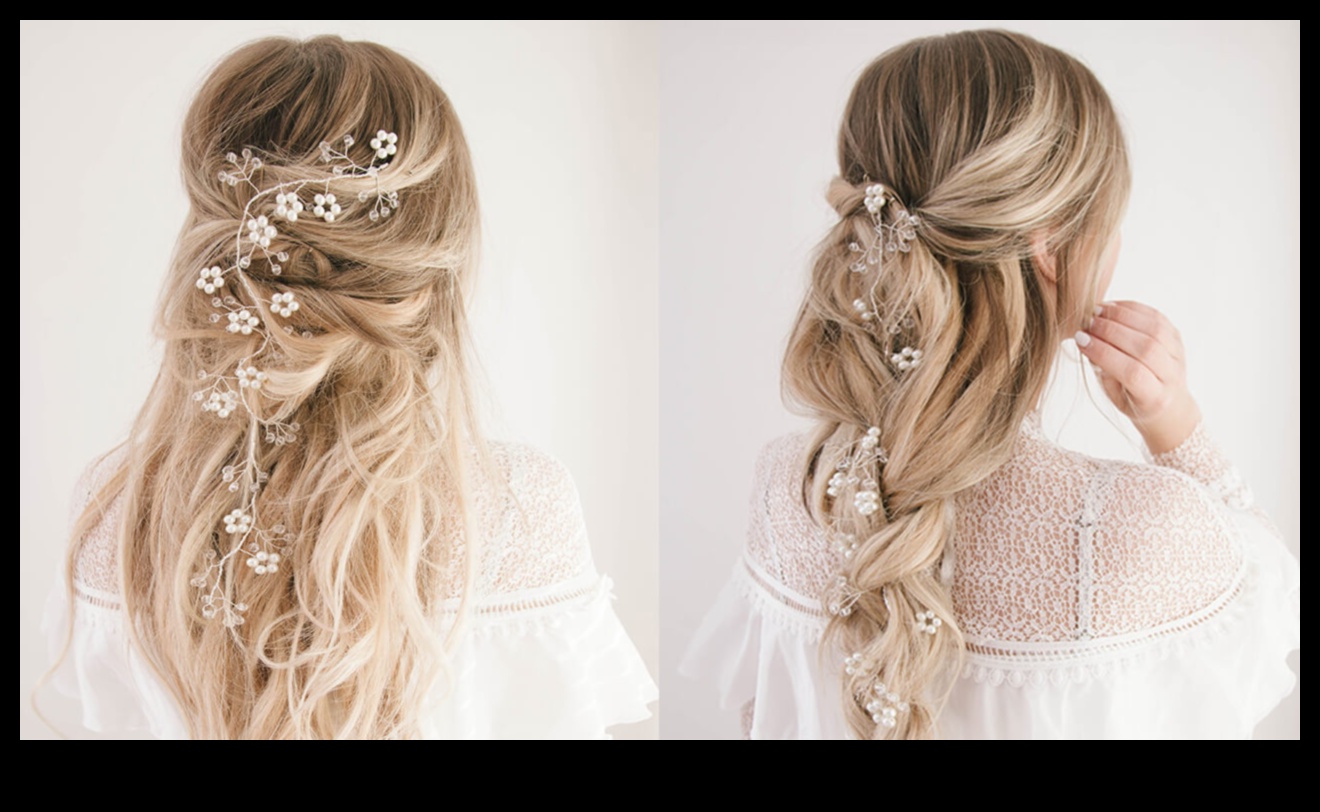 פרחים זורמים: שילוב יופי בוטני בשיער ארוך